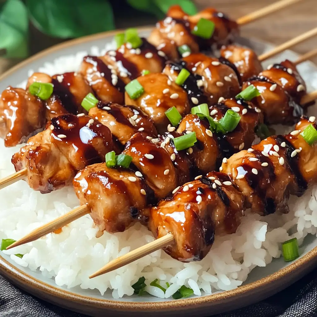 Teriyaki chicken skewers