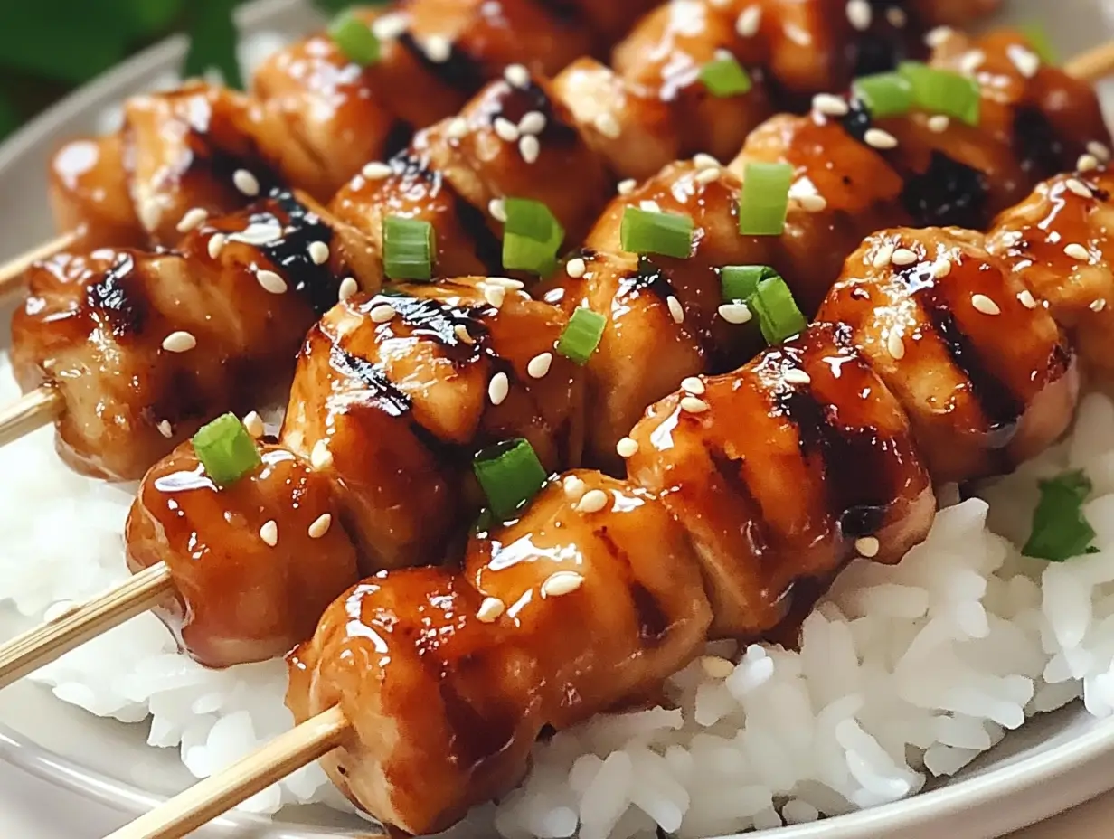 Teriyaki chicken skewers